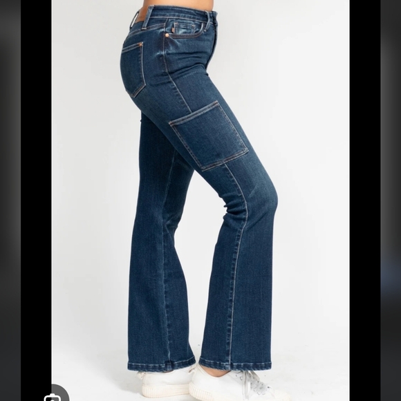 Judy Blue High Waist Cargo Bootcut Denim Jeans - Picture 5 of 8